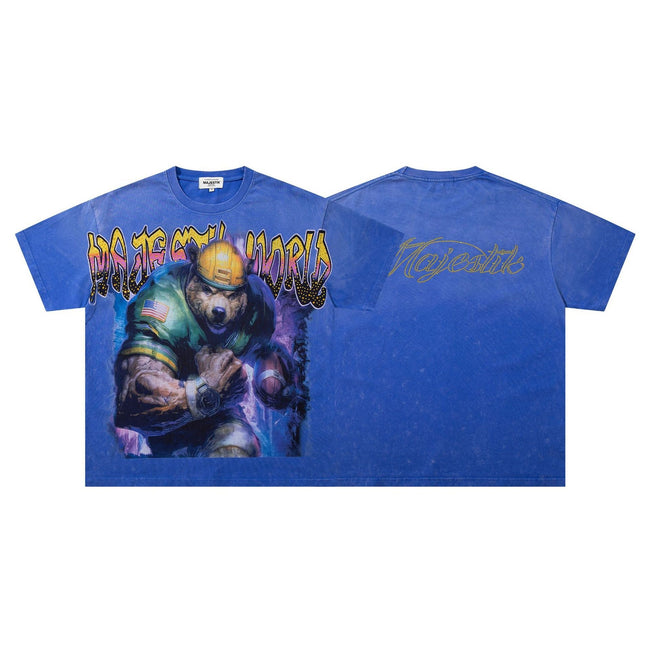 MAJESTIK Bear Graphic Oversized T-Shirt Hover Image