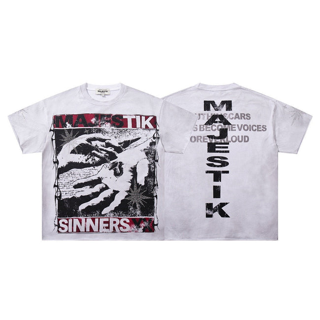 MAJESTIK Sinners Graphic Vintage T-Shirt Hover Image