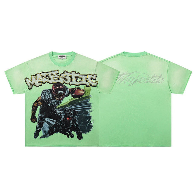 MAJESTIK Vintage Football Graphic T-Shirt Hover Image