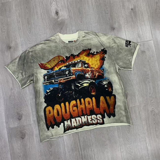 Vintage Racing Graphic T-Shirt Men's Oversized Streetwear Short Sleeve Tee Hover Image