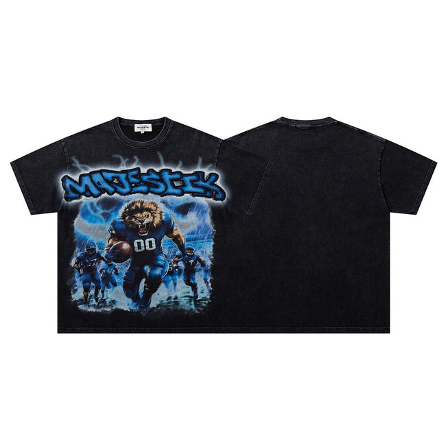 MAJESTIK Lion Football Graphic T-Shirt Hover Image