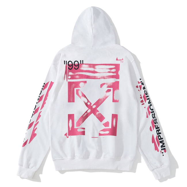 Off-White™ White Pink Arrow Graphic Pullover Hoodie Hover Image