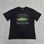 Green Graphic Print Black T-Shirt Unisex Streetwear Casual Short Sleeve Tee