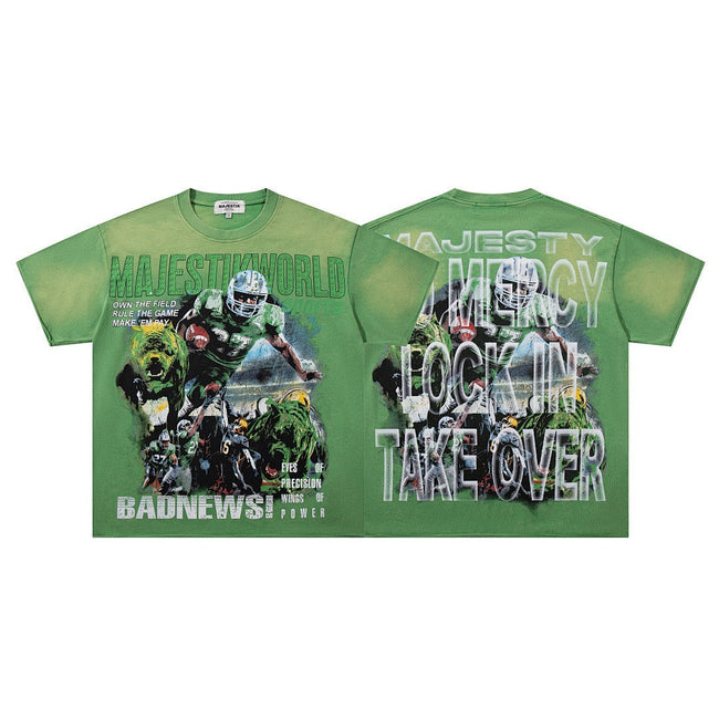 MAJESTIK Vintage Football Graphic T-Shirt Hover Image