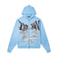 EMOTION Angel Graphic Blue Zip Up Hoodie