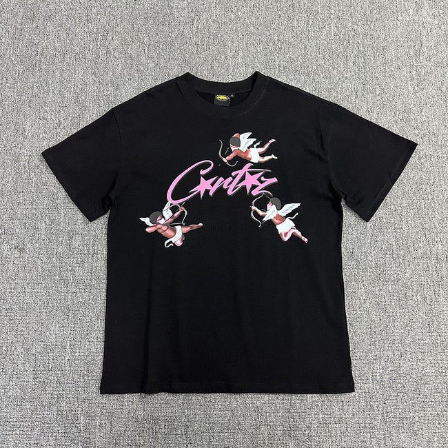 Graphic Print Black T-Shirt Unisex Streetwear Casual Short Sleeve Tee Hover Image