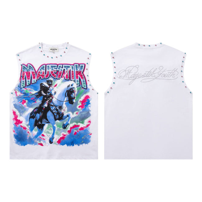 MAJESTIK Faith Studded Graphic Tank Top Hover Image