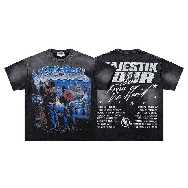MAJESTIK Urban Life Graphic Vintage T-Shirt Hover Image