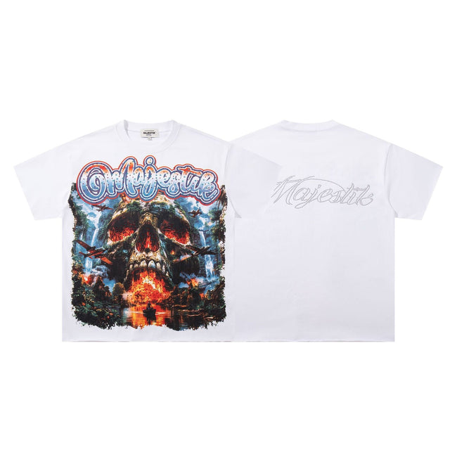 MAJESTIK Skull Volcano Graphic T Shirt Hover Image